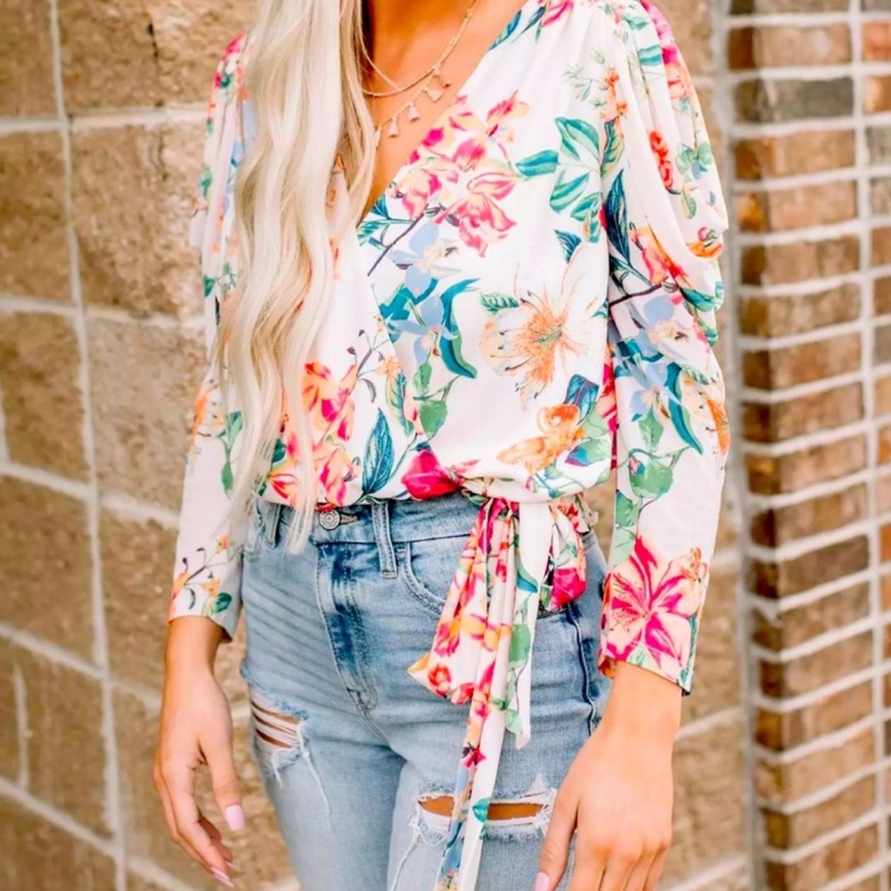 WILLOW AND ROOT puff sleeve top